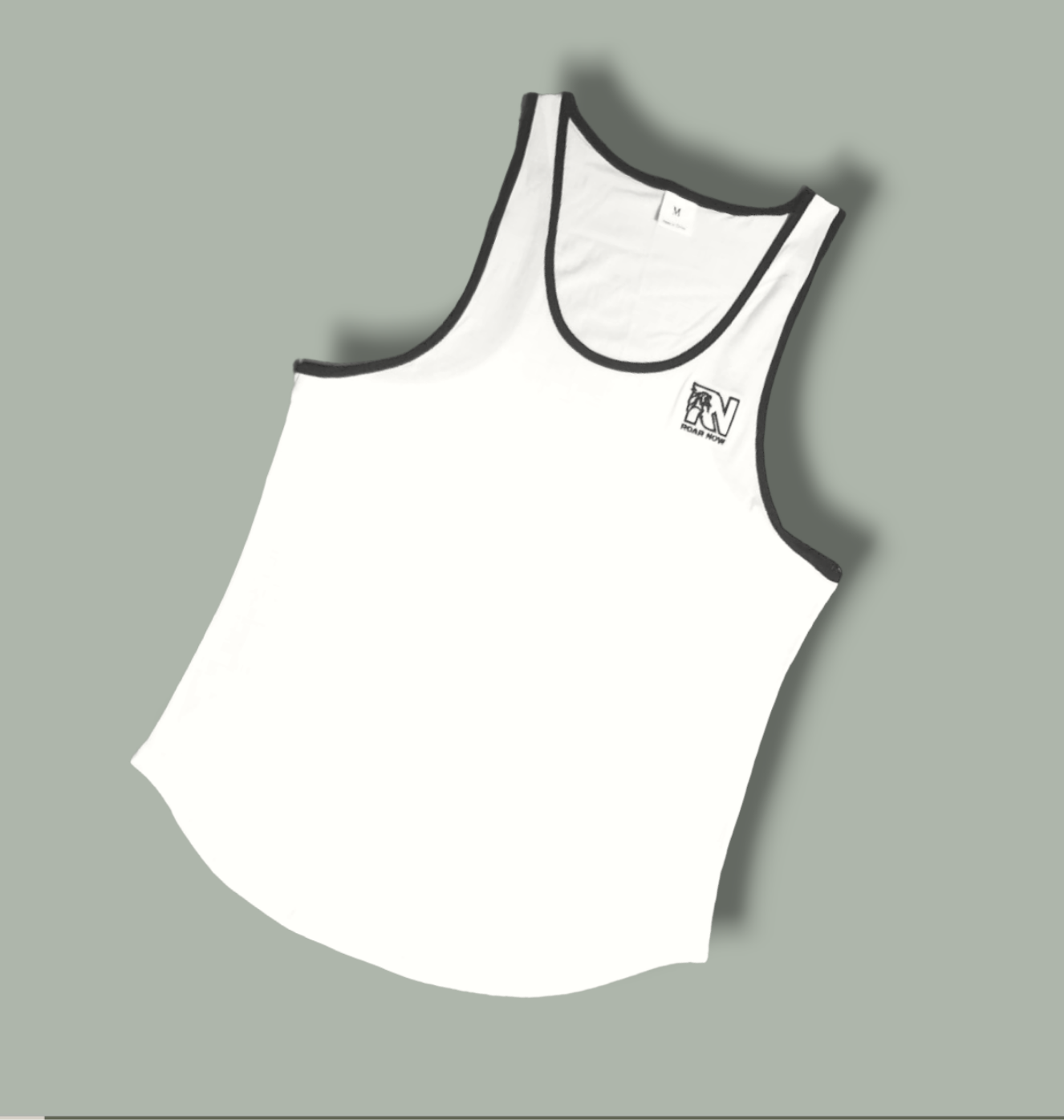 camiseta fitness tirantes blanca con ribetes